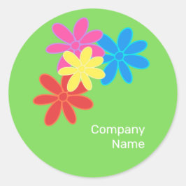 ABSTRAKTE BLUME GREEN BLUE PINK ROTER NAME RUNDER AUFKLEBER