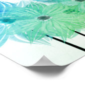 Abstrakte Blume Grün blaues Poster (Ecke)