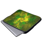 Abstrakte Blume hellgelbe und grüne Muster Laptopschutzhülle (Vorne Knopf)