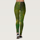Abstrakte Blume hellgelbe und grüne Muster Leggings (Rückseite)
