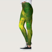 Abstrakte Blume hellgelbe und grüne Muster Leggings (Links)