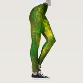 Abstrakte Blume hellgelbe und grüne Muster Leggings (Rechts)