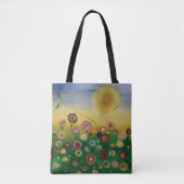 Abstrakte Blume im Feld mit unerhörter Sonne Tasche (Vorderseite)