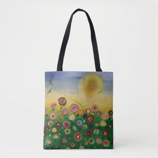 Abstrakte Blume im Feld mit unerhörter Sonne Tasche (Vorderseite)