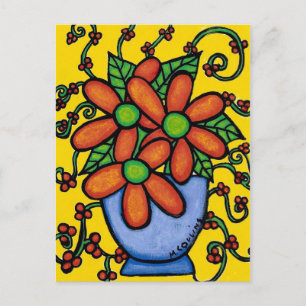 Abstrakte Blume im Vase Colorful Kunst Postkarte