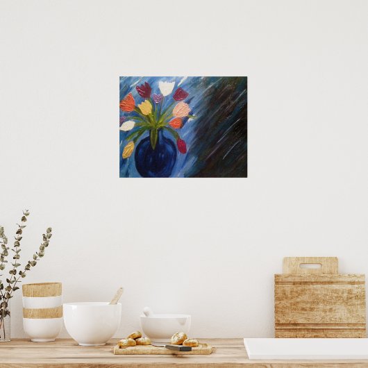 Abstrakte Blume im Vase Poster (Küche)