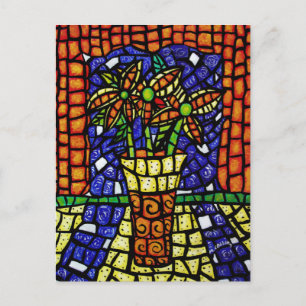 Abstrakte Blume im Vase Postkarte