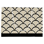 Abstrakte Blume in Beige und Schwarz-Deko Große Geschenktüte (Rückseite)