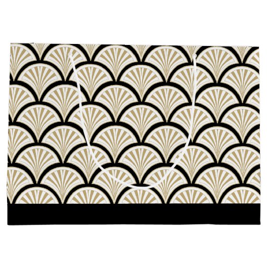 Abstrakte Blume in Beige und Schwarz-Deko Große Geschenktüte (Rückseite)