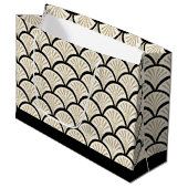 Abstrakte Blume in Beige und Schwarz-Deko Große Geschenktüte (Vorderseite Schrägansicht)