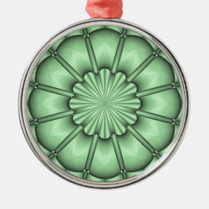 Abstrakte Blume in blassem Grün Silbernes Ornament