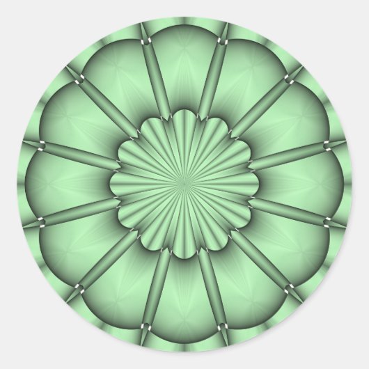 Abstrakte Blume in blassgrün Runder Aufkleber (Vorderseite)