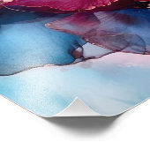 Abstrakte Blume in Blau und Burgund Fotodruck (Ecke)