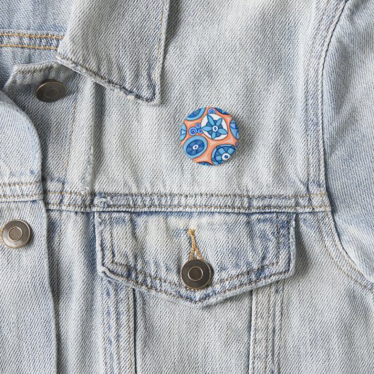Abstrakte Blume in Blau und Orange Originelle Male Button (Beispiel)