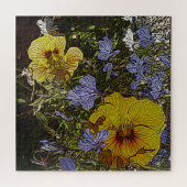 abstrakte Blume in Gelb und Weiß Puzzle (Horizontal)