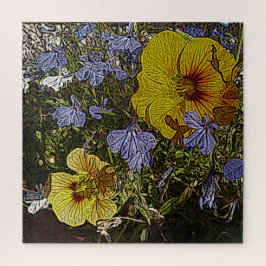 abstrakte Blume in Gelb und Weiß Puzzle