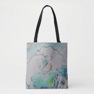 Abstrakte Blume in grün-blauem Grün Tasche