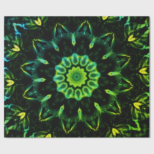 Abstrakte Blume in Grünschwarz Geschenkpapier (Flach)