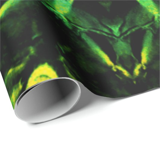 Abstrakte Blume in Grünschwarz Geschenkpapier (Rolleneckpunkt)