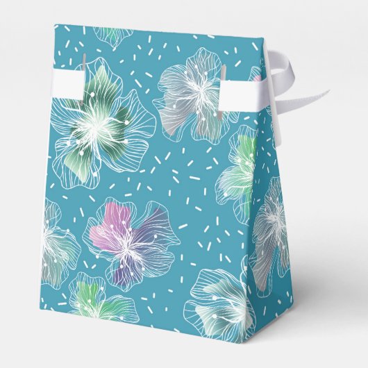 Abstrakte Blume in hellblauen Farbtönen Geschenkschachtel (Rückseite)