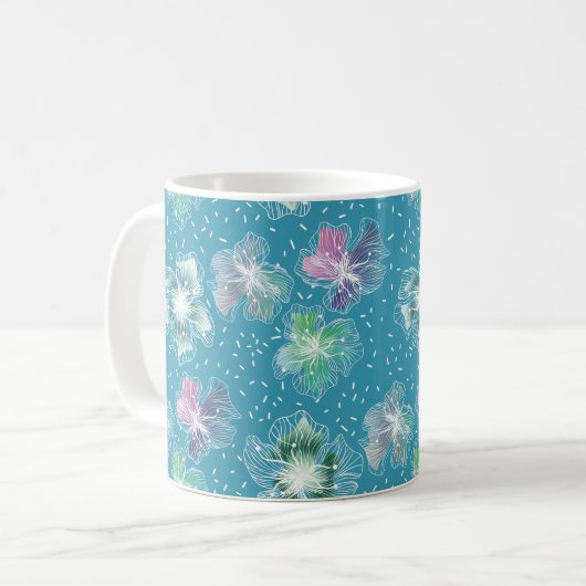 Abstrakte Blume in hellblauen Farbtönen Kaffeetasse (Vorderseite Links)