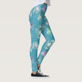 Abstrakte Blume in hellblauen Farbtönen Leggings (Rechts)