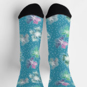 Abstrakte Blume in hellblauen Farbtönen Socken (Oben)