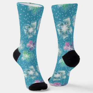 Abstrakte Blume in hellblauen Farbtönen Socken