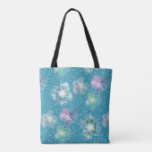 Abstrakte Blume in hellblauen Farbtönen Tasche (Rückseite)