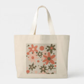 Abstrakte Blume in Korallen, Pfirsich und Grün Jumbo Stoffbeutel (Rückseite)
