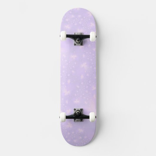 Abstrakte Blume in Lilac und Rosa Skateboard (Vorderseite)