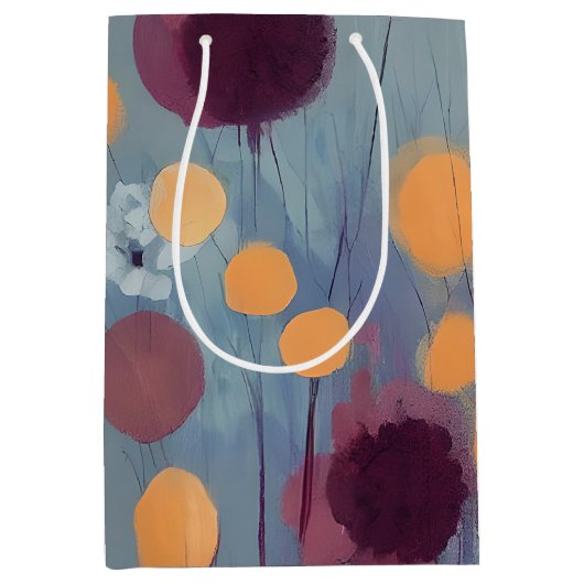 Abstrakte Blume in Orange und Rosa Mittlere Geschenktüte (Vorderseite)