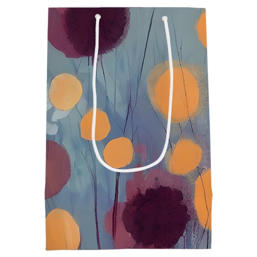 Abstrakte Blume in Orange und Rosa Mittlere Geschenktüte (Rückseite)