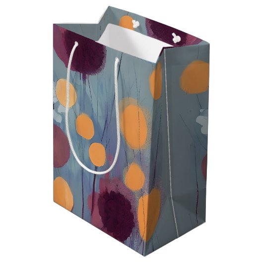 Abstrakte Blume in Orange und Rosa Mittlere Geschenktüte (Rückseite Schrägansicht)