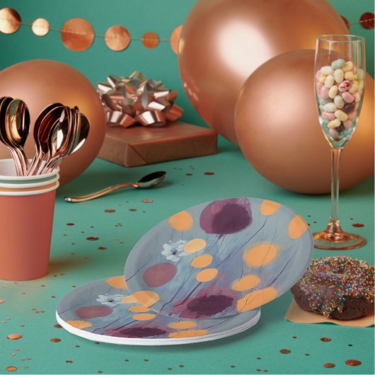 Abstrakte Blume in Orange und Rosa Pappteller (Multi)