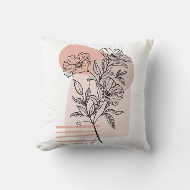 Abstrakte Blume in Pastellrosa Kissen (Vorderseite)