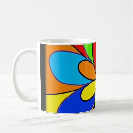 Abstrakte Blume in Regenbogenfarben Kaffeetasse (Links)