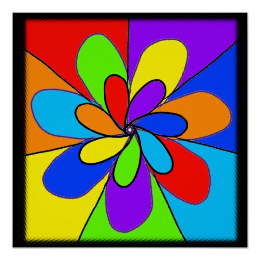 Abstrakte Blume in Regenbogenfarben Poster (Vorderseite)