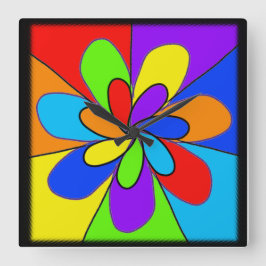 Abstrakte Blume in Regenbogenfarben Quadratische Wanduhr