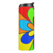 Abstrakte Blume in Regenbogenfarben Thermosbecher (Nach links gedreht)