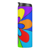 Abstrakte Blume in Regenbogenfarben Thermosbecher (Nach rechts gedreht)