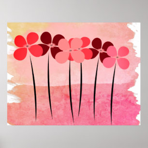 Abstrakte Blume in rosa Poster