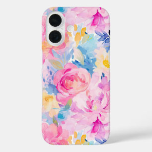 Abstrakte Blume in Rosa und Blau iPhone 16 Hülle