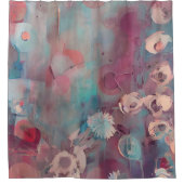 Abstrakte Blume in Rosa und Blau Duschvorhang (Vorderseite)