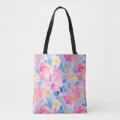 Abstrakte Blume in Rosa und Blau Tasche (Vorderseite)