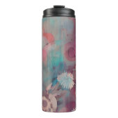 Abstrakte Blume in Rosa und Blau Thermosbecher (Vorderseite)