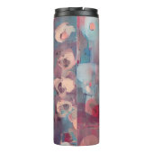 Abstrakte Blume in Rosa und Blau Thermosbecher (Rückseite)