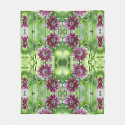 Abstrakte Blume in Rot und Weiß Fleecedecke (Vorderseite)