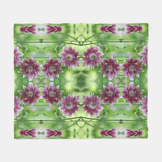 Abstrakte Blume in Rot und Weiß Fleecedecke (Vorderseite (Horizontal))