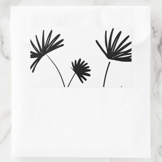 abstrakte Blume in Schwarzweiß Rechteckiger Aufkleber (Tasche)